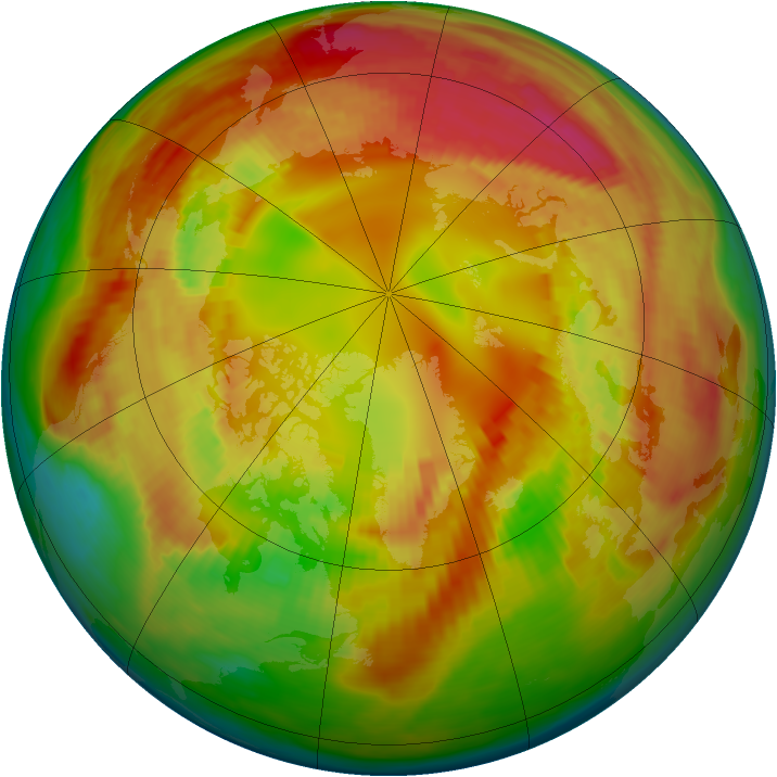 Arctic ozone map for 19 February 1981